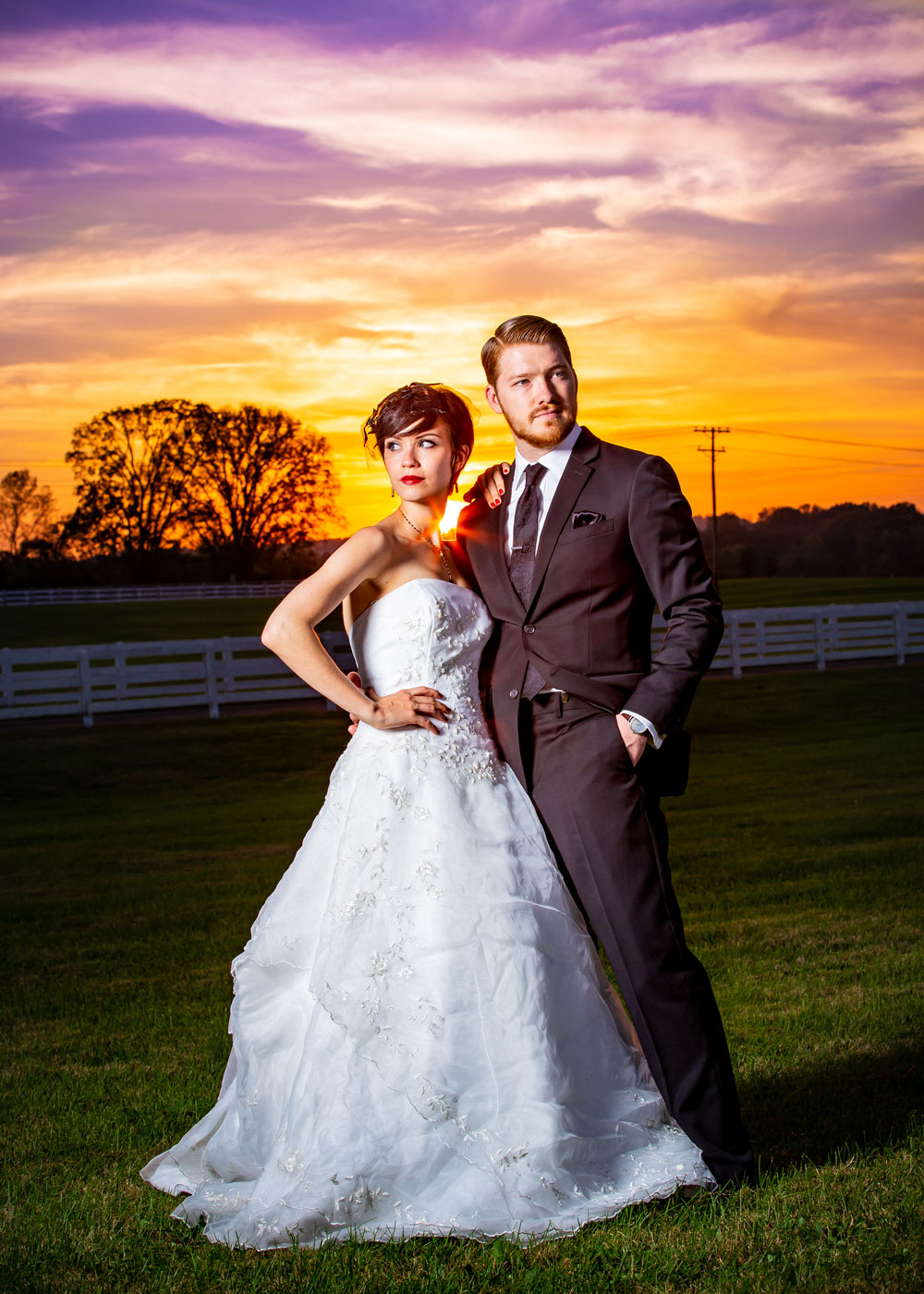 sunset wedding portraits in Frnklin, TN