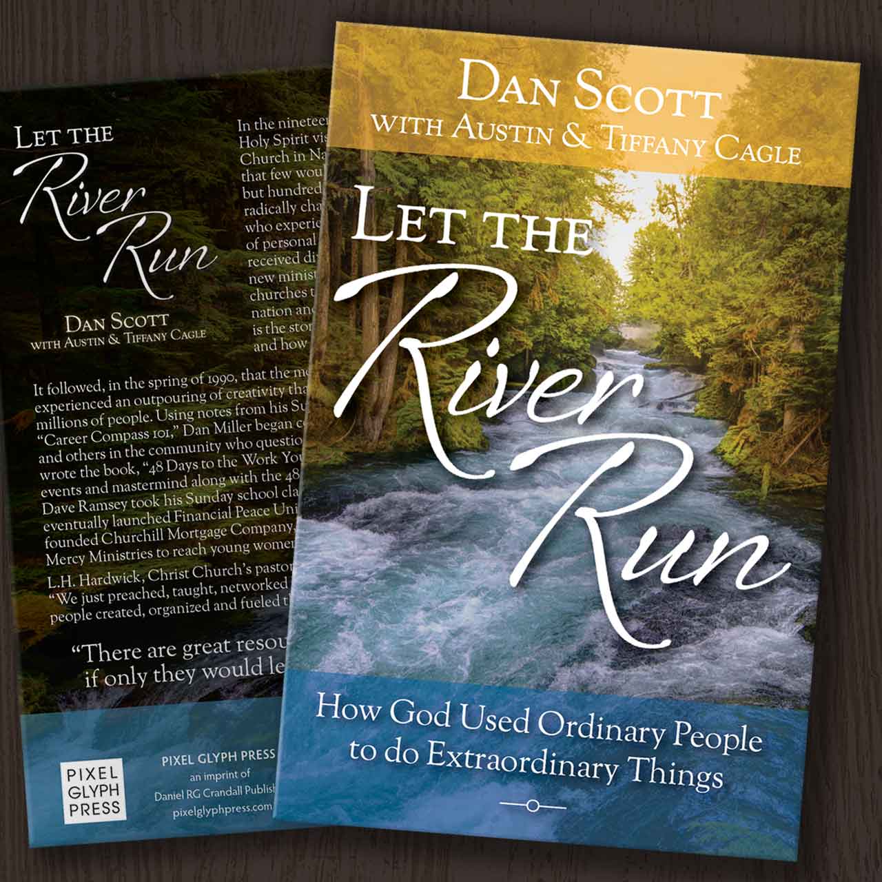 Book covers for "Let the River Run"