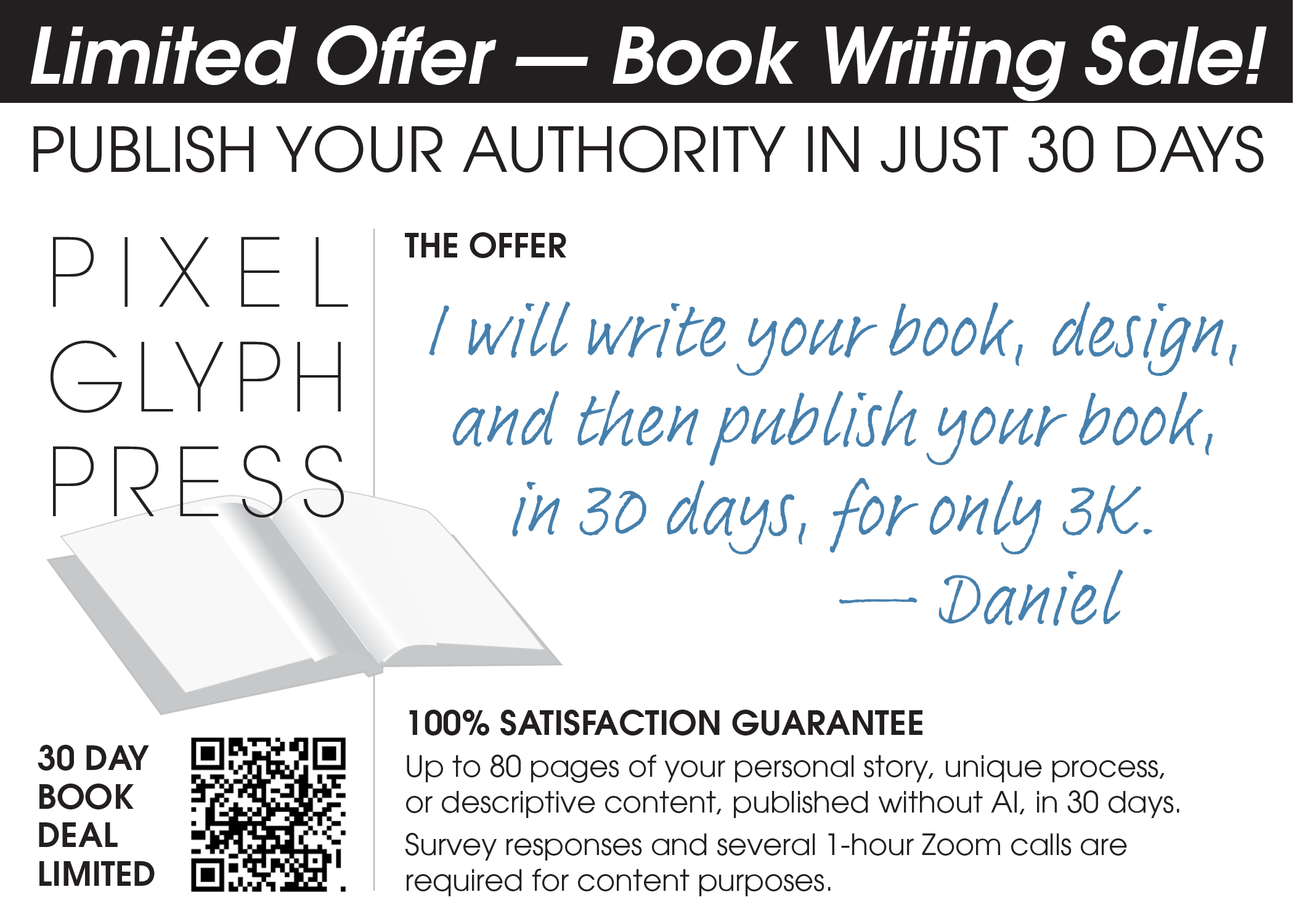 Limited Book writing offer—30 Days for 3K