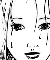 pen and ink closeup of agirl crying, comic art style